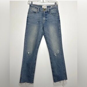 FRAME Le High Straight Surrey Jeans 25 NWOT Frayed Hem & Slit